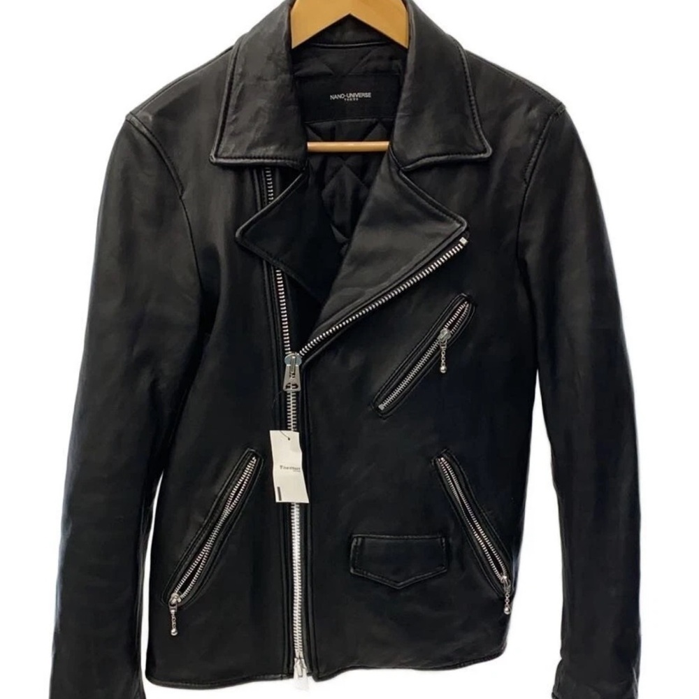 Nano Universe (sheep)leather double rider jacket sz M